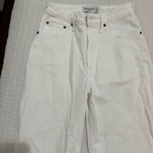 Abercrombie & Fitch Women's Cream High Rise Jeans